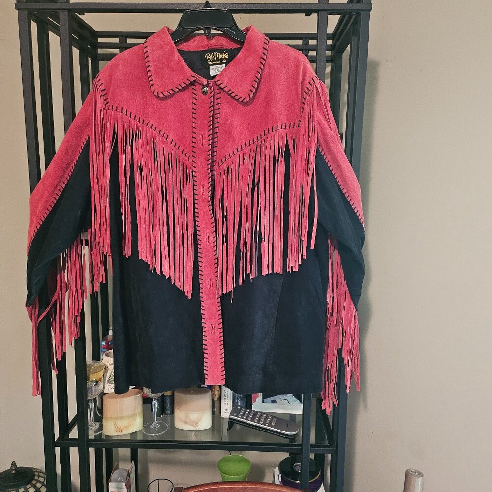 Designer Bob Markie Red and Black Suede Western Jacket.
